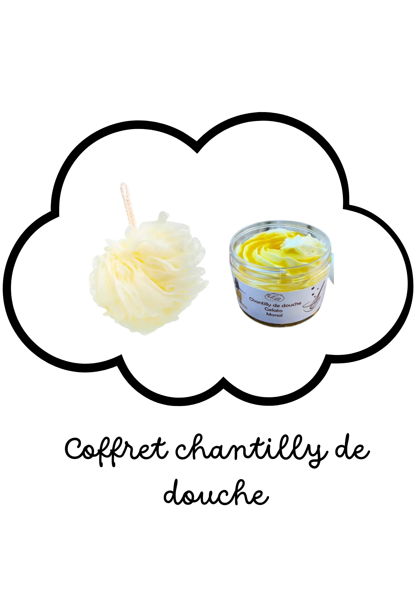 Coffret savon chantilly de douche - 1 Savon chantilly de douche au Monoï + 1 fleur de douche
