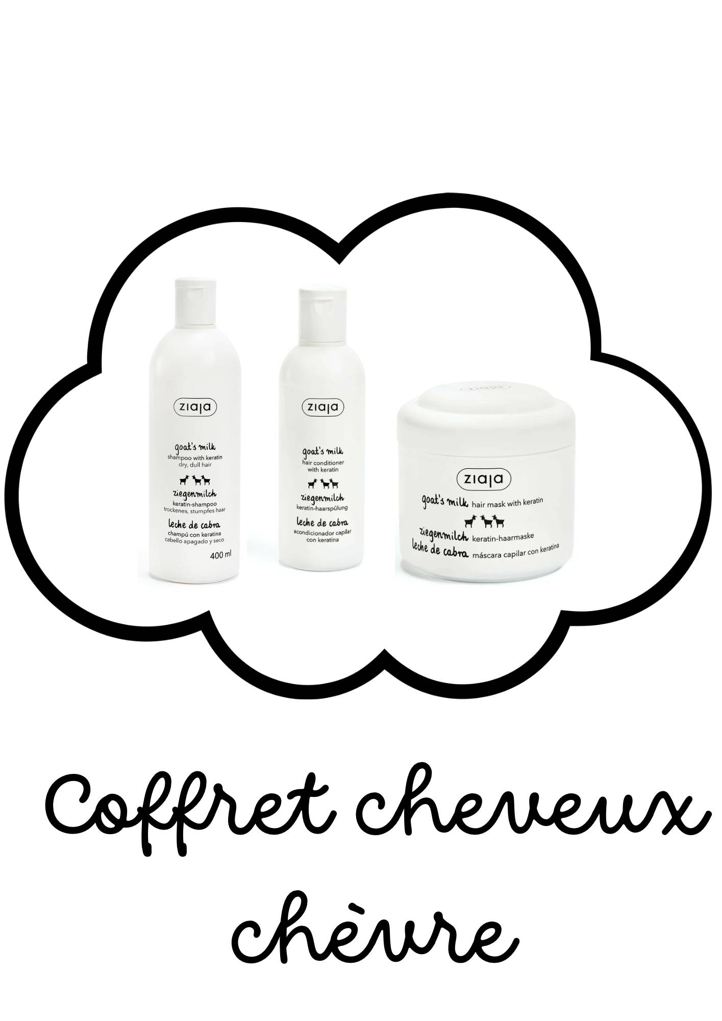 Coffret cheveux chèvre - shampoing + après-shampoing + masque
