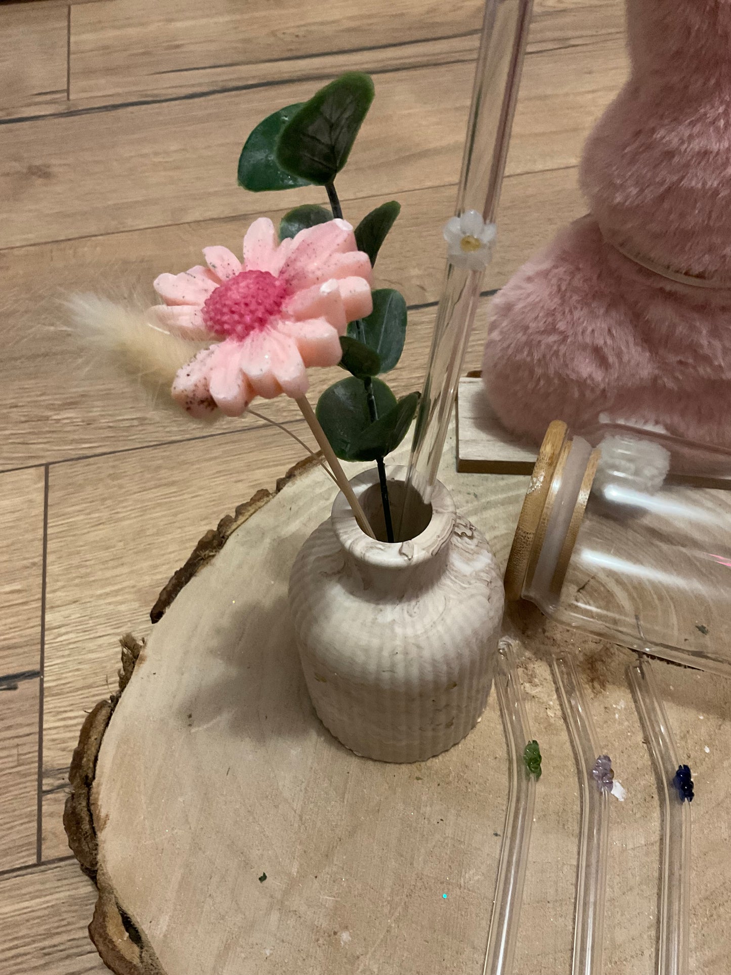 Les pailles en verre « fleurs »