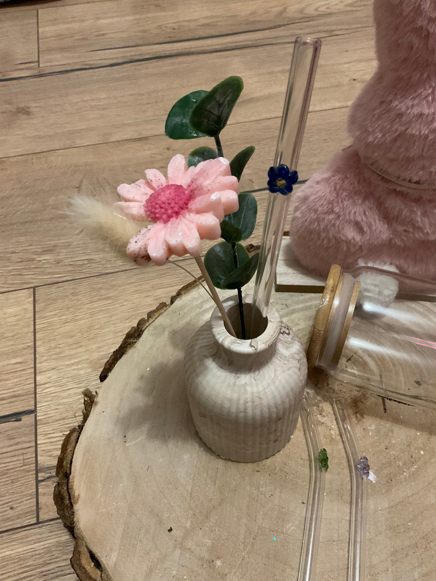 Les pailles en verre « fleurs »