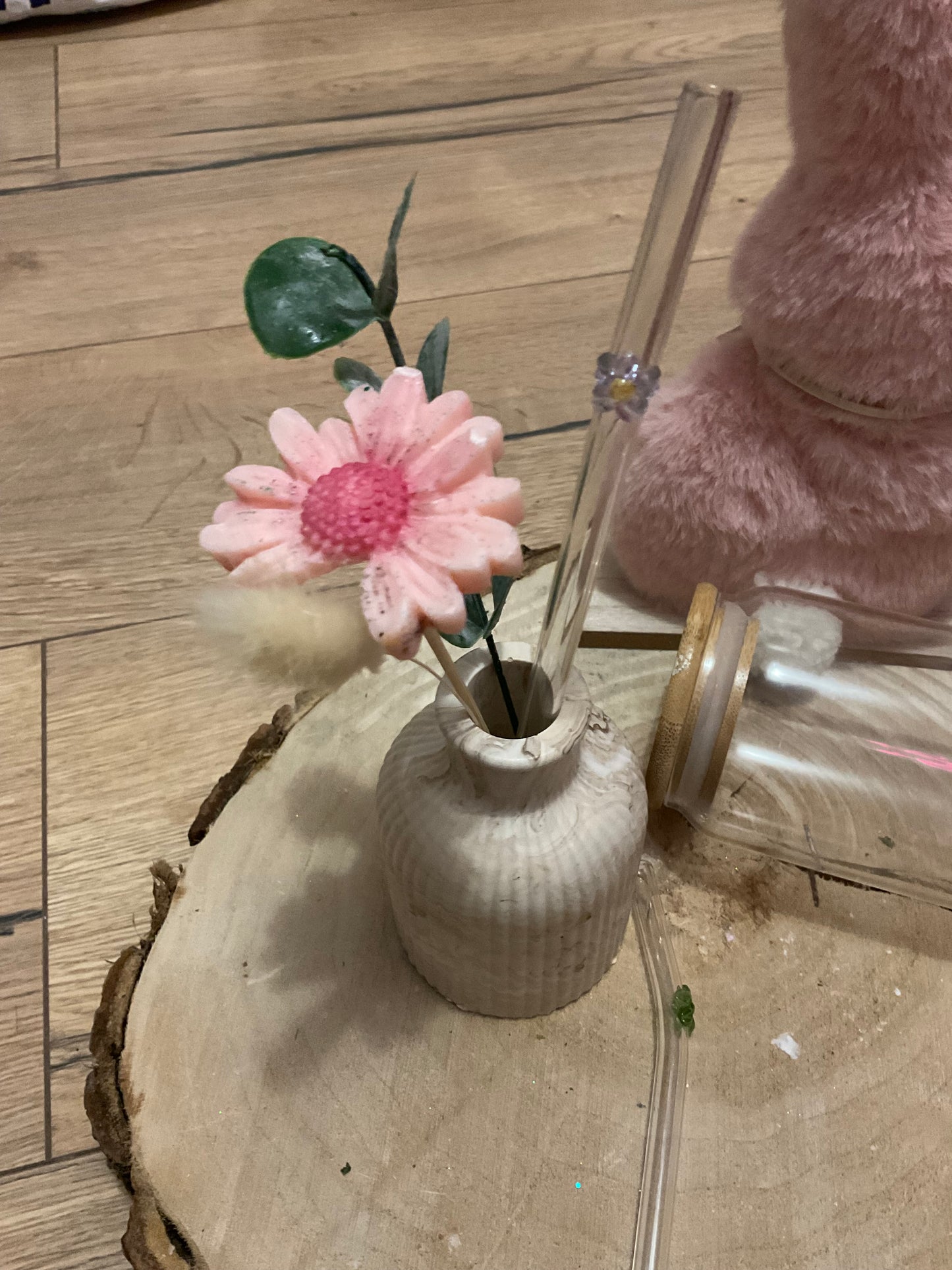 Les pailles en verre « fleurs »