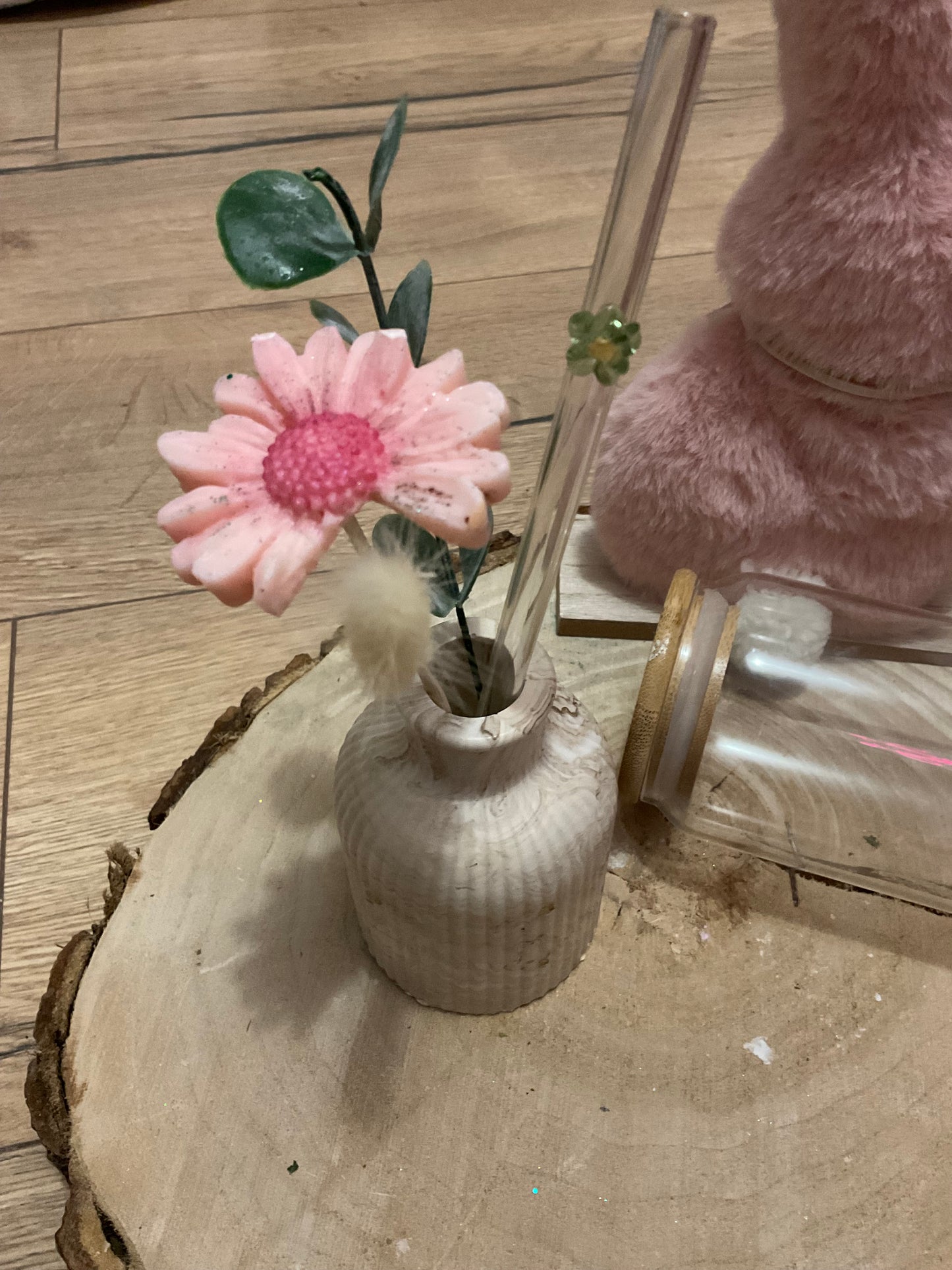 Les pailles en verre « fleurs »