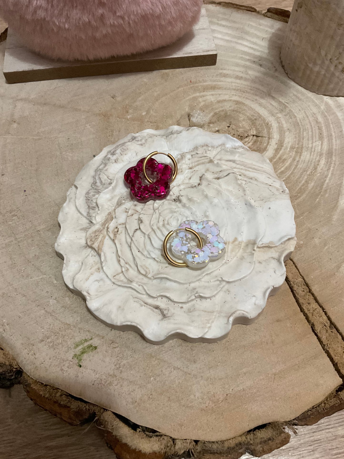 Plateau rose en jesmonite