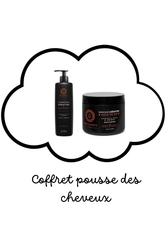 Coffret pousse des cheveux à la kératine & ricin - 1 shampoing et 1 masque