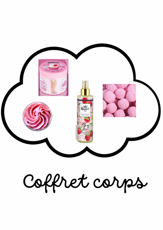 Coffret corps - Savon chantilly de douche fraise + brume oh my love +savon exfoliant fraise + billes effervescentes fraise