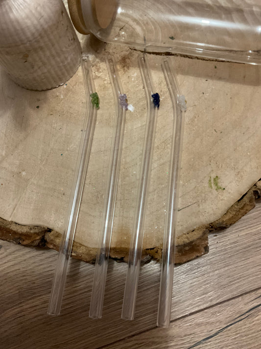 Les pailles en verre « fleurs »